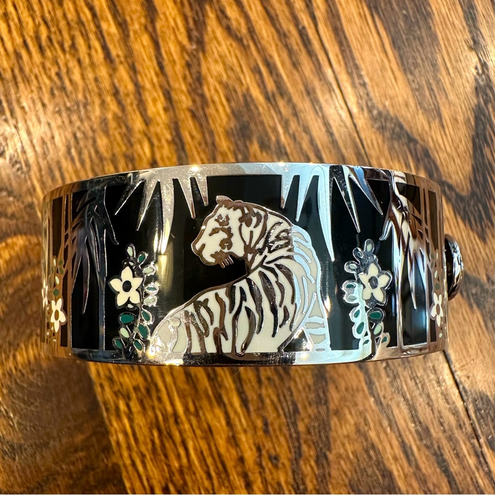 Johnny Was silver black tiger bracelet bangle cuff